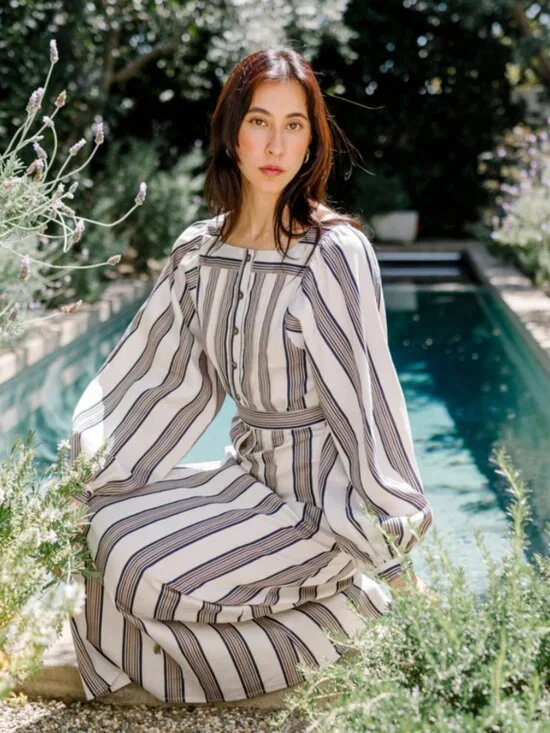 Horses Atelier "Blouson" Striped Maxi Dress in Soleil, size "3" (fits like Small - Picture 12 of 12